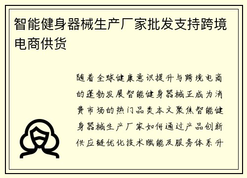 智能健身器械生产厂家批发支持跨境电商供货