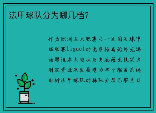 法甲球队分为哪几档？